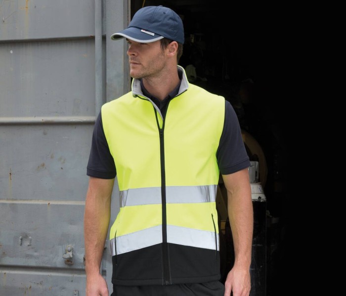 Bodywarmer Softshell de travail haute visibilité