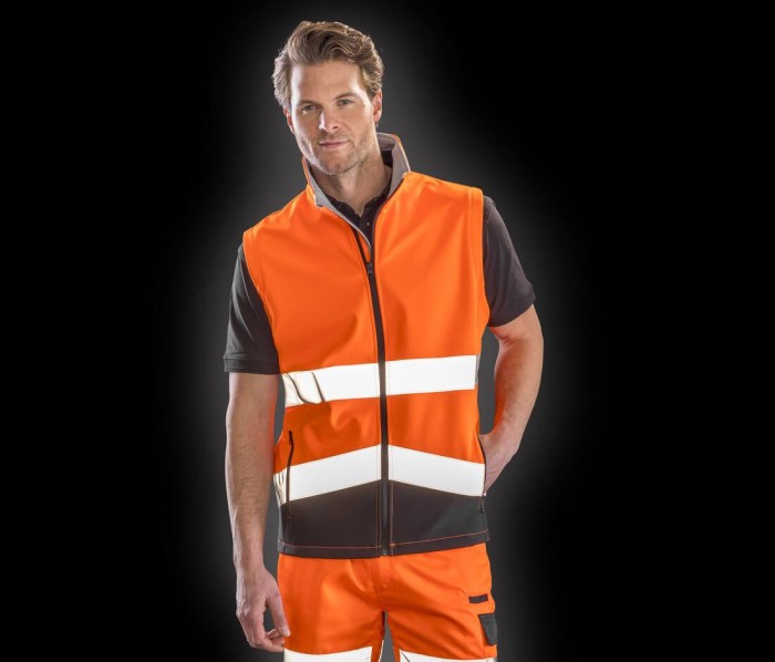 Bodywarmer Softshell de travail haute visibilité